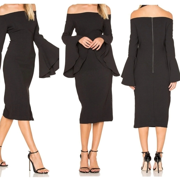 BARDOT X Revolve Solange Off Shoulder Bell Sleeve Midi Dress - Picture 1 of 13